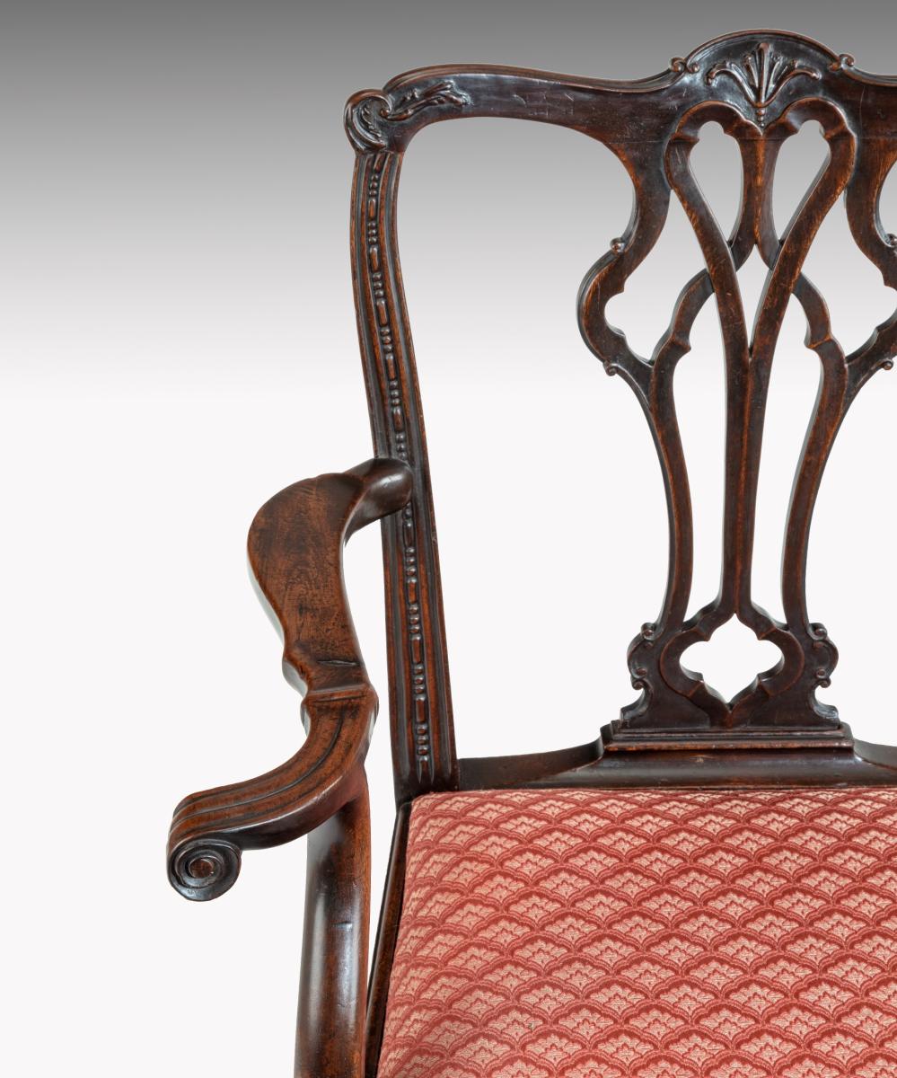 Georgian Chippendale carved mahogany armchair