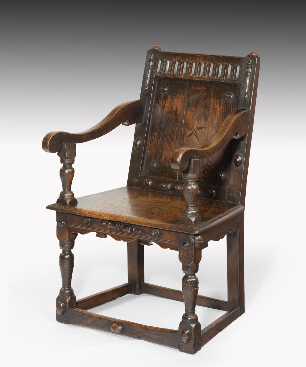 James I oak wainscot armchair