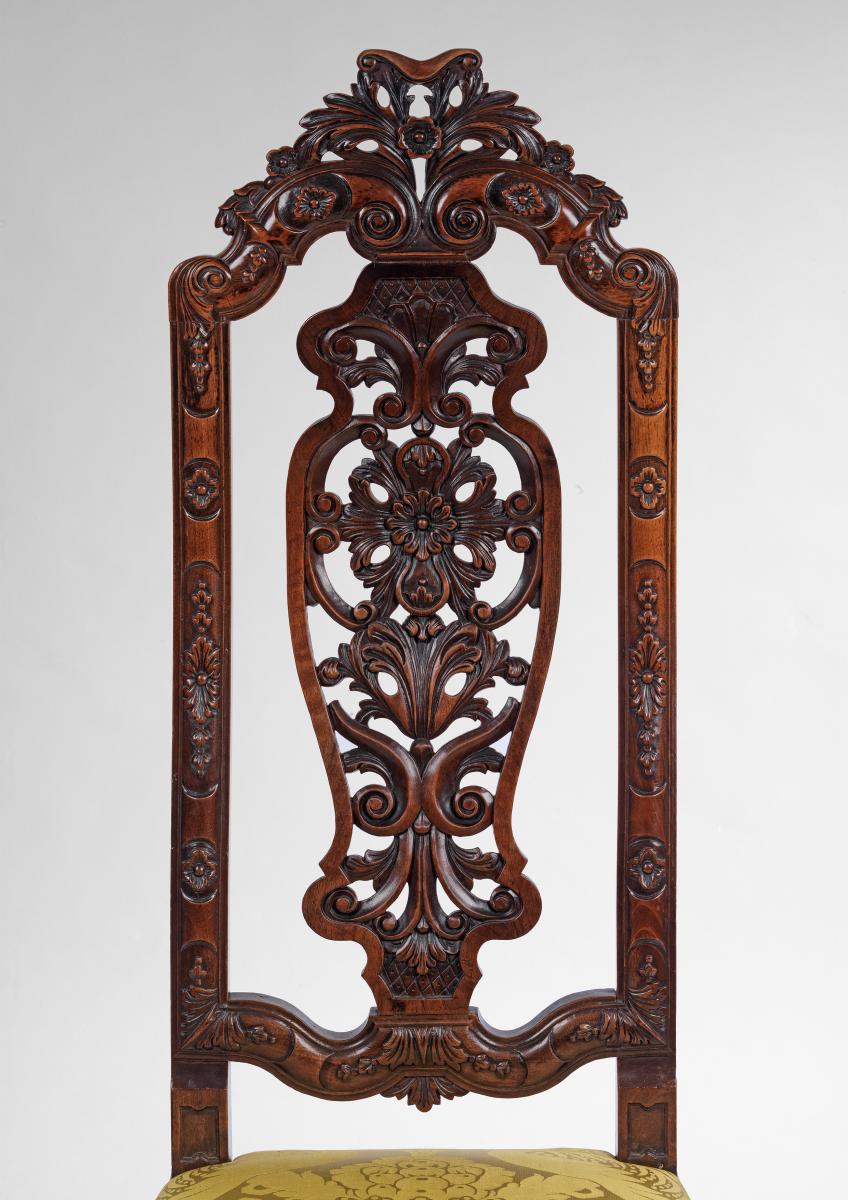 A Very Rare Set of Twelve Anglo Dutch Queen Anne Walnut side Chairs From a Design by Daniel Marot  Circa 1715