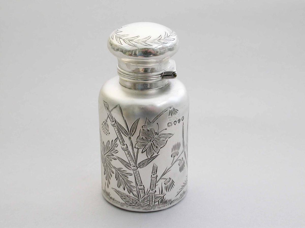 Victorian Aesthetic Engraved Silver Scent Bottle