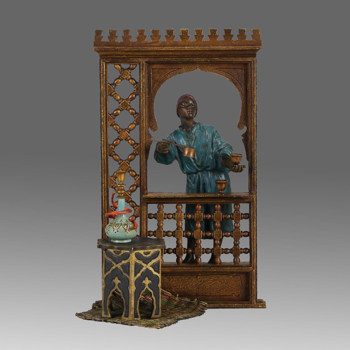 Early 20th Century Cold-Painted Bronze entitled "Coffee Seller" by Franz Bergman