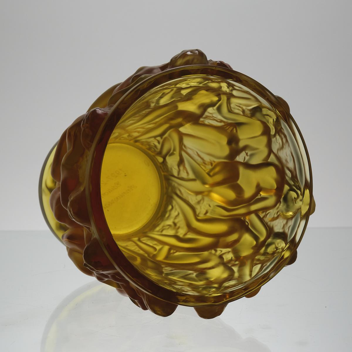 Limited Anniversary Edition Amber Crystal Glass "Bacchantes Vase" by Lalique