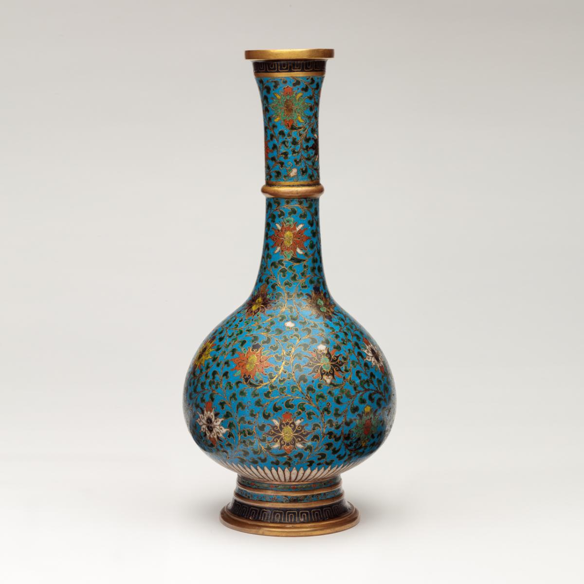Cloisonné and Gilt-Bronze Bottle (Ṣurāhī)