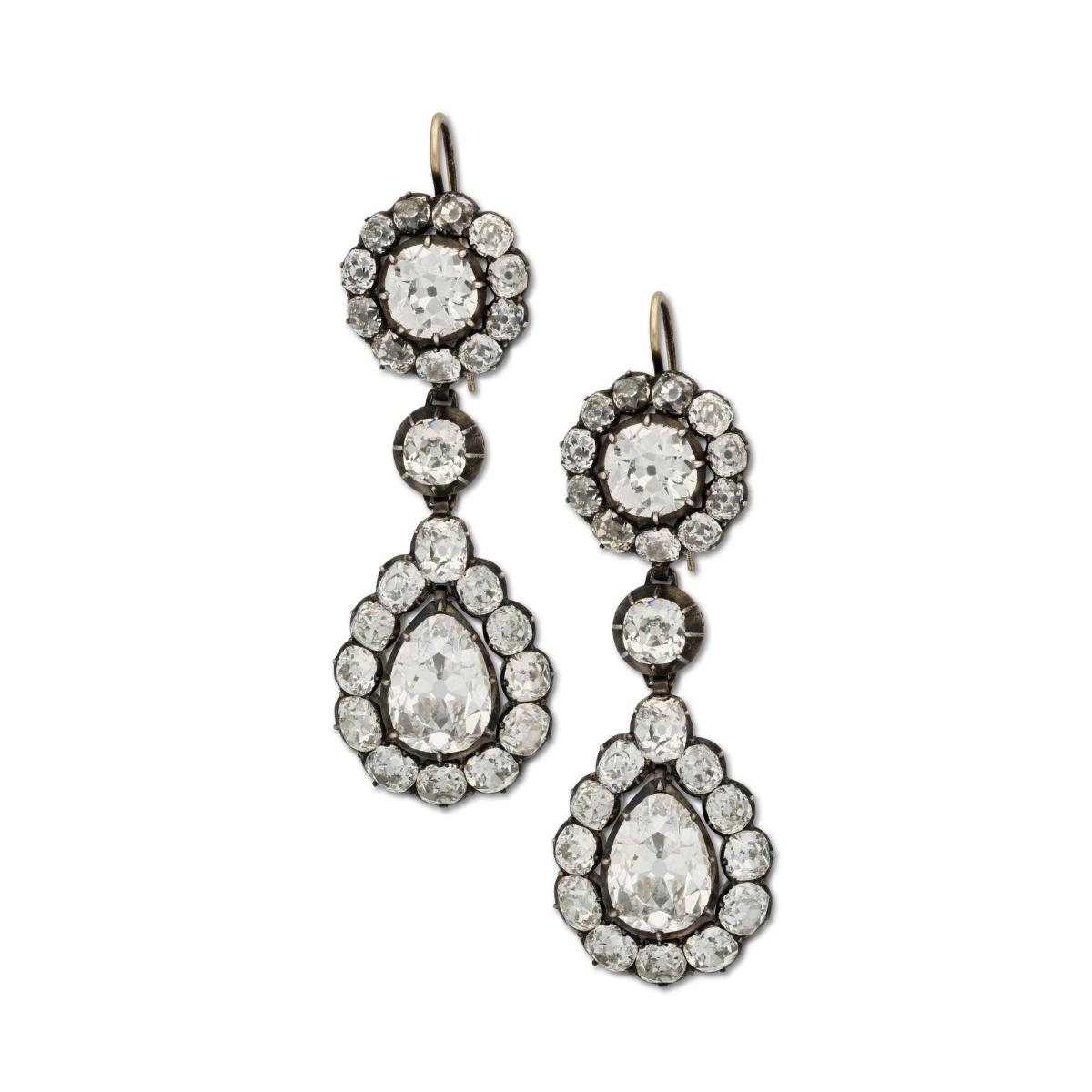 Magnificent Antique Diamond Drop Earrings Circa 1800 | BADA