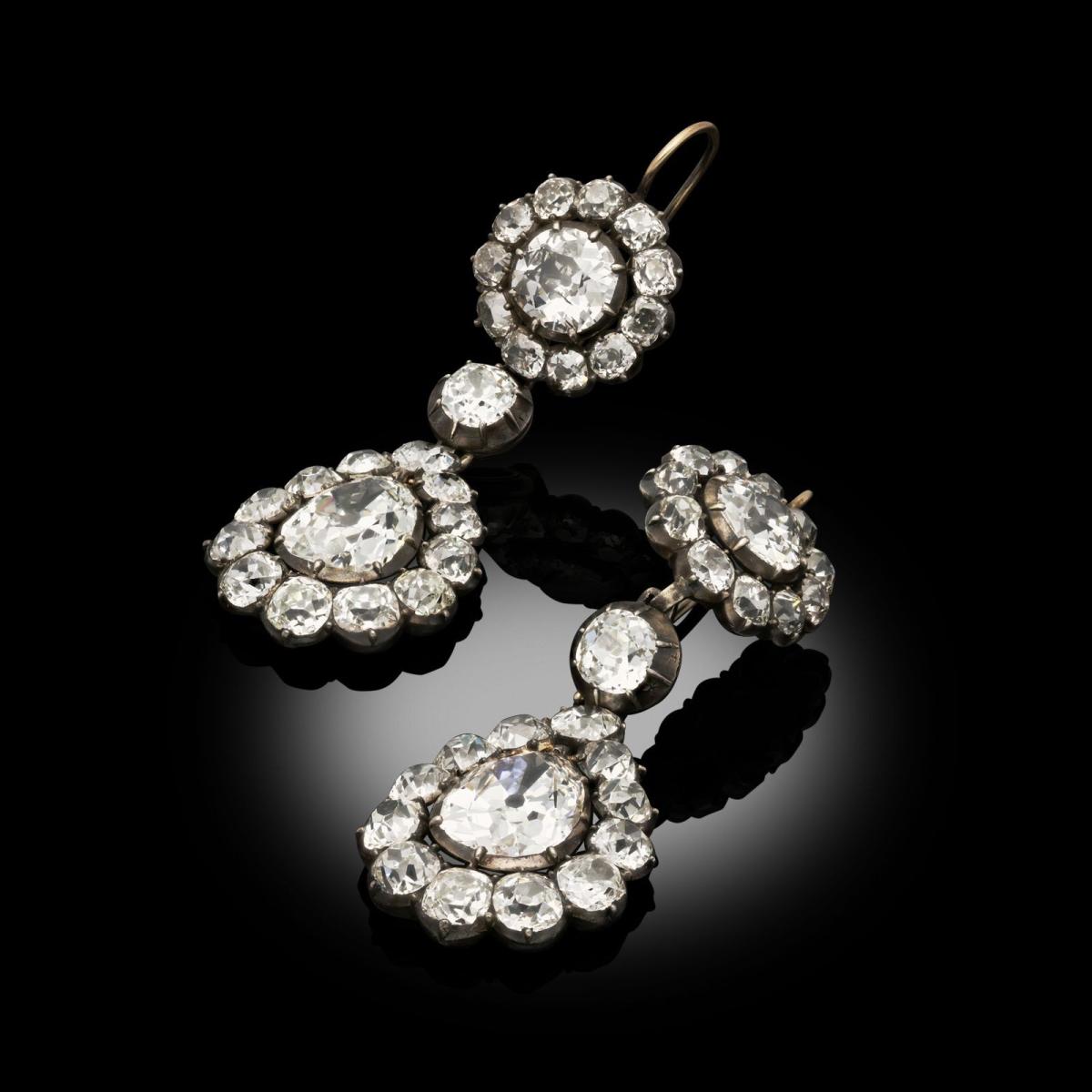 Georgian Magnificent Antique Diamond Drop Earrings Circa 1800