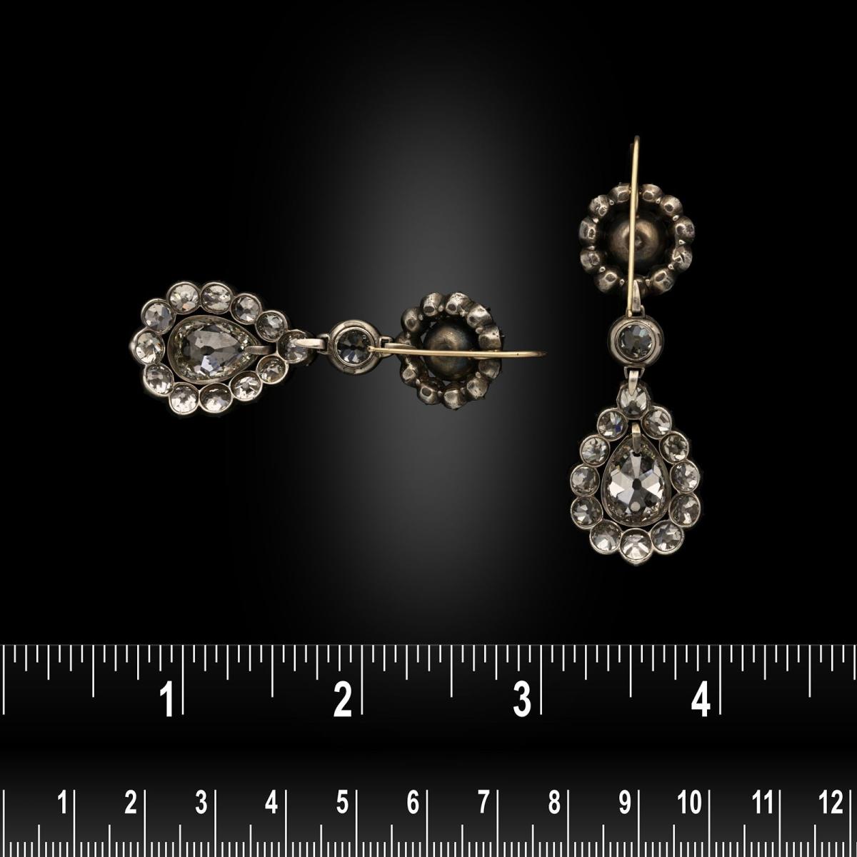 Georgian Magnificent Antique Diamond Drop Earrings Circa 1800