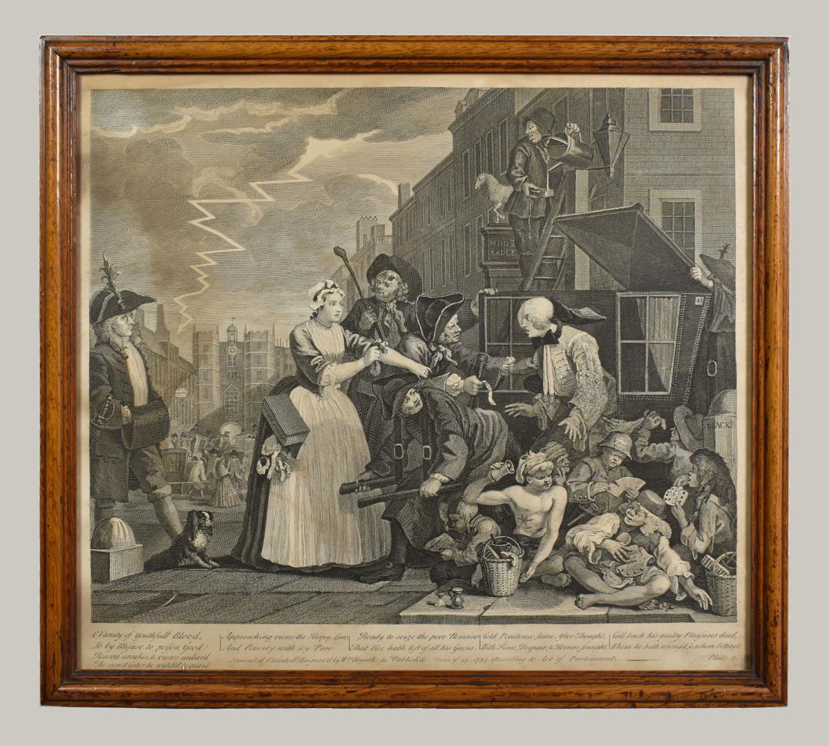 A set of eight engravings of the Rake’s Progress after Hogarth, c.1750