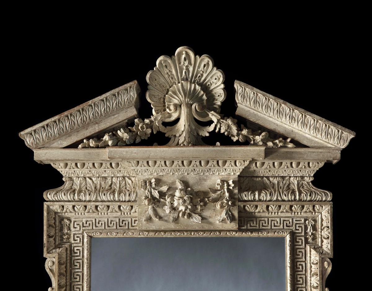 A Rare George I Period Carved Mirror Retaining its Original Paint