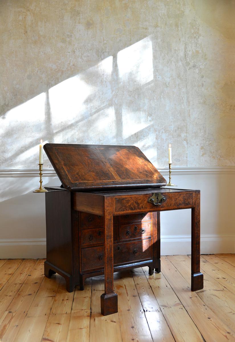 George I Period Burr Walnut Architects Desk