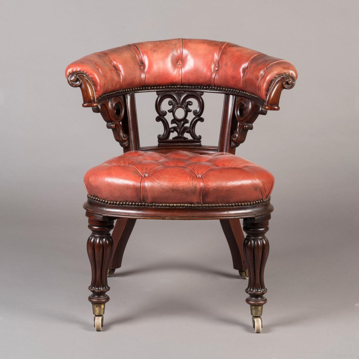 Mid-19th Century Carved Mahogany Desk Chair
