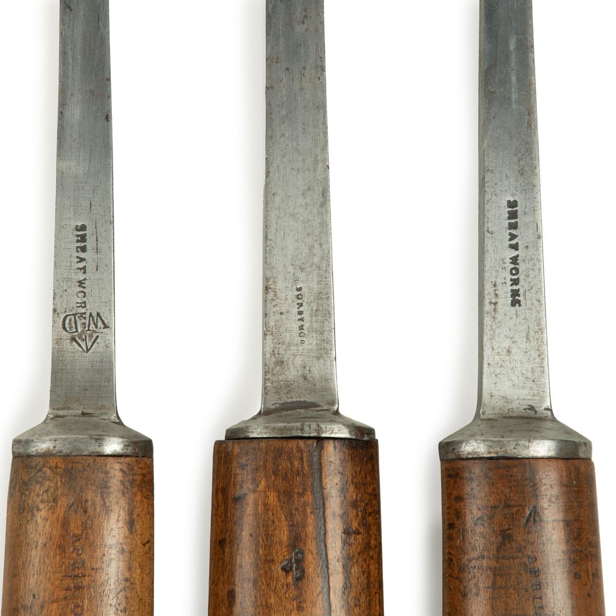 Three mortice chisels