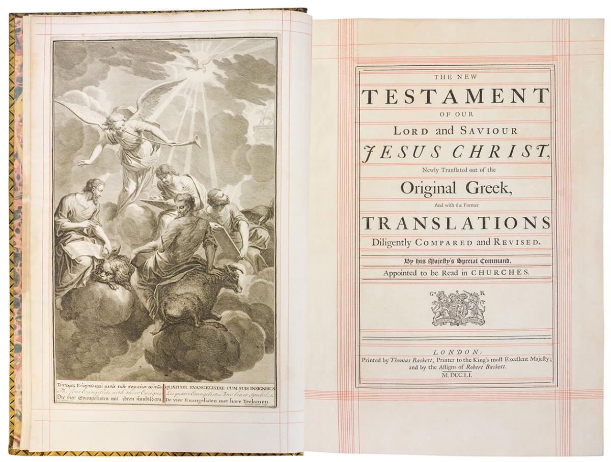 The Holy Bible, printed by Thomas Baskett in London in 1751, from the library of the 2nd Duke of Newcastle