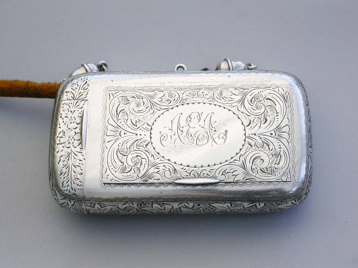 Rare Victorian Silver Tobacco Box with Match Case, Striker & Fusee