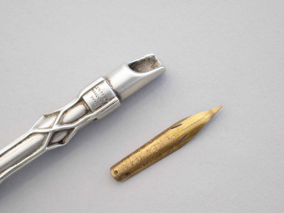 Early 20th Century Arts & Crafts Silver Dip Pen & Pen Tray Ramsden