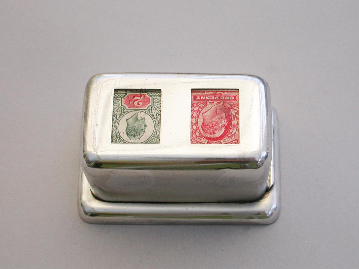 Edwardian Silver Double Coil Dispenser Stamp Box - Golfing Interest