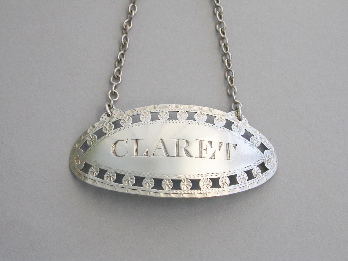 George III Irish Silver Wine Label 'Claret'