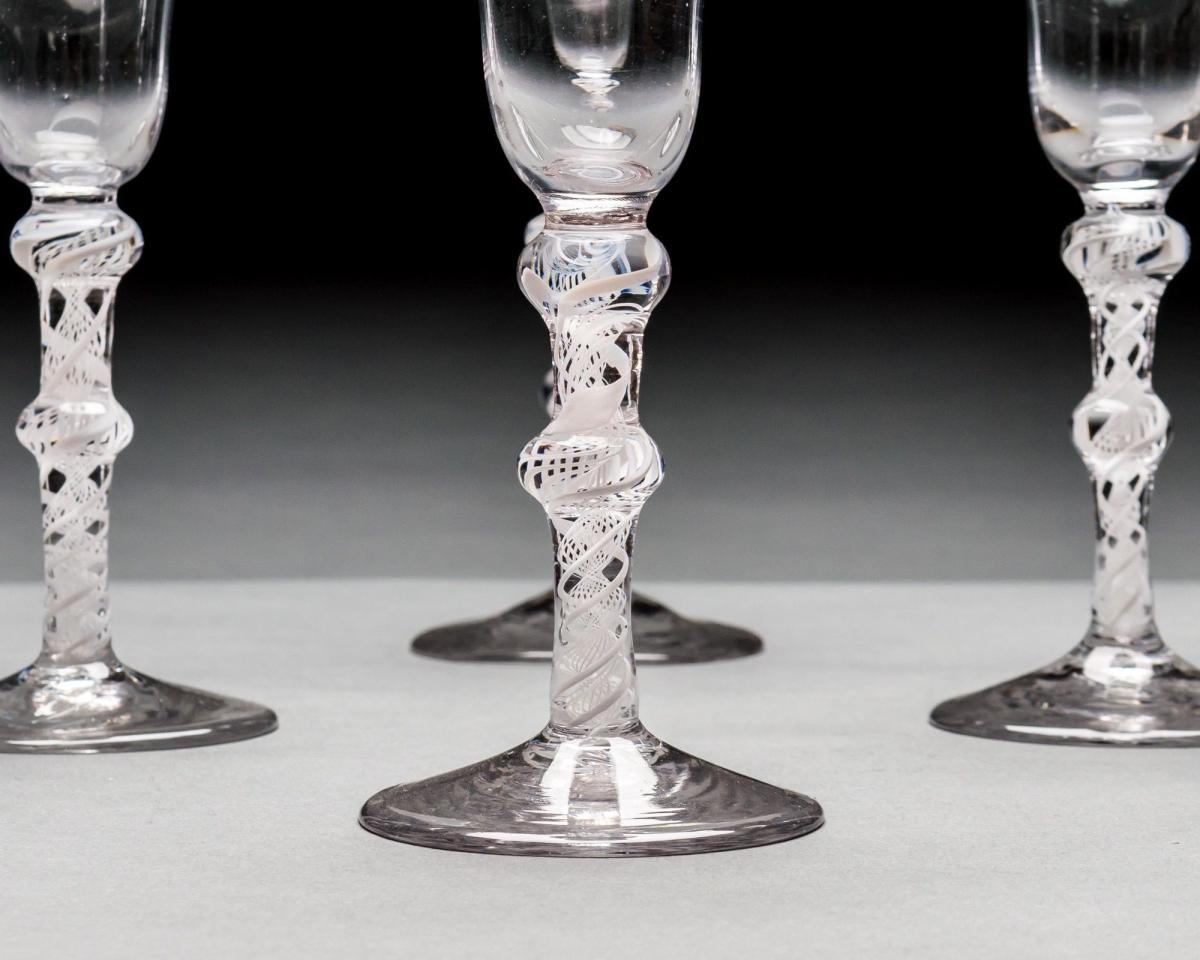 A Set of Six Opaque Twist Wine Glasses