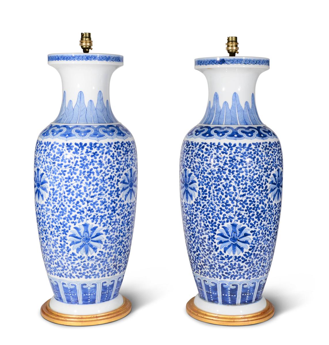 Large Chinese Blue and White Baluster Vases