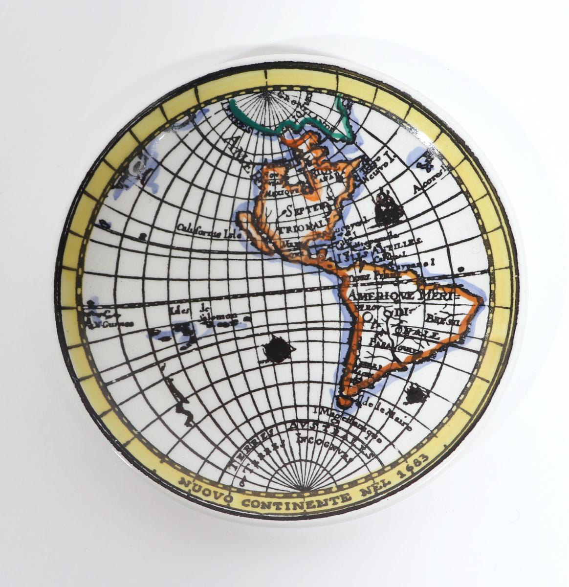 Piero Fornasetti Ceramic Coasters Antichi Planisferi- Anchient Maps, 1950-60s.