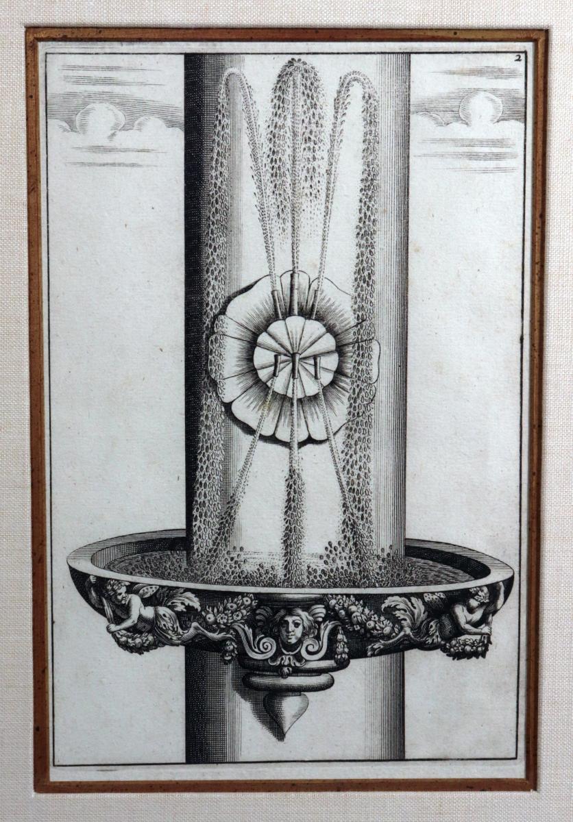 17th-century Engravings of Architectural Fountains for Formal Gardens, Georg Andreas Bockler, Set of Six, Circa 1664