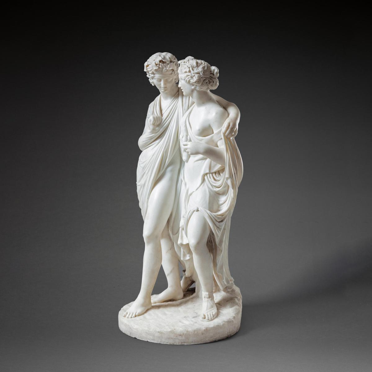 Fine Italian Early 19th Century Marble Group of Bacchus and Ariadne After the Antique, Attributed to Carlo Albacini circa 1800