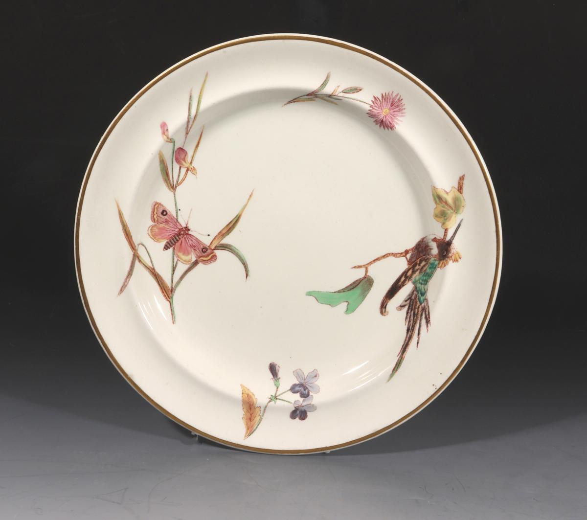 Wedgwood Creamware Plates, Hummingbird Butterfly & Flowers Pattern, Pattern No. 7961, Circa 1868.