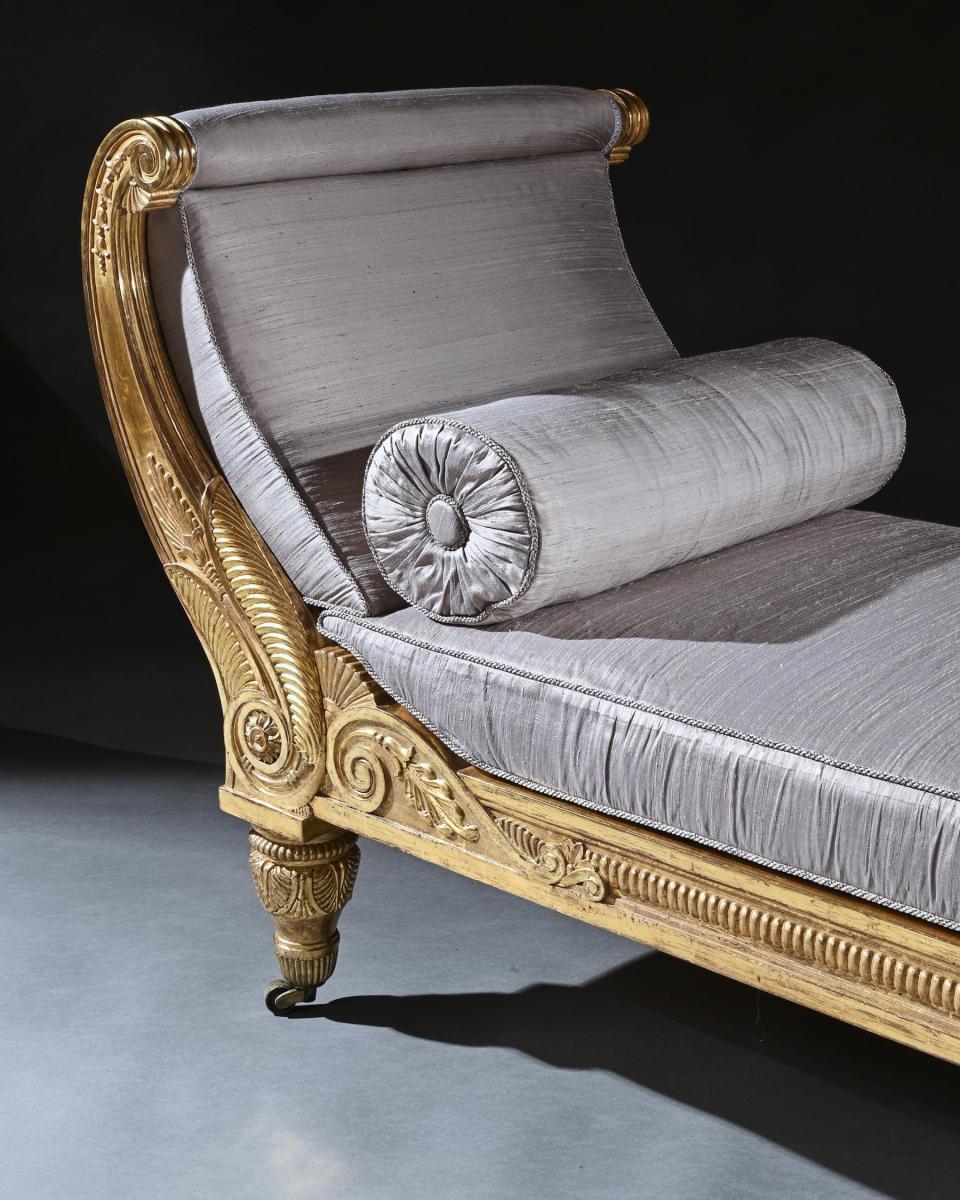 Morel and Hughes Regency Carved Giltwood Daybed Likely Made for Badminton House Circa 1810