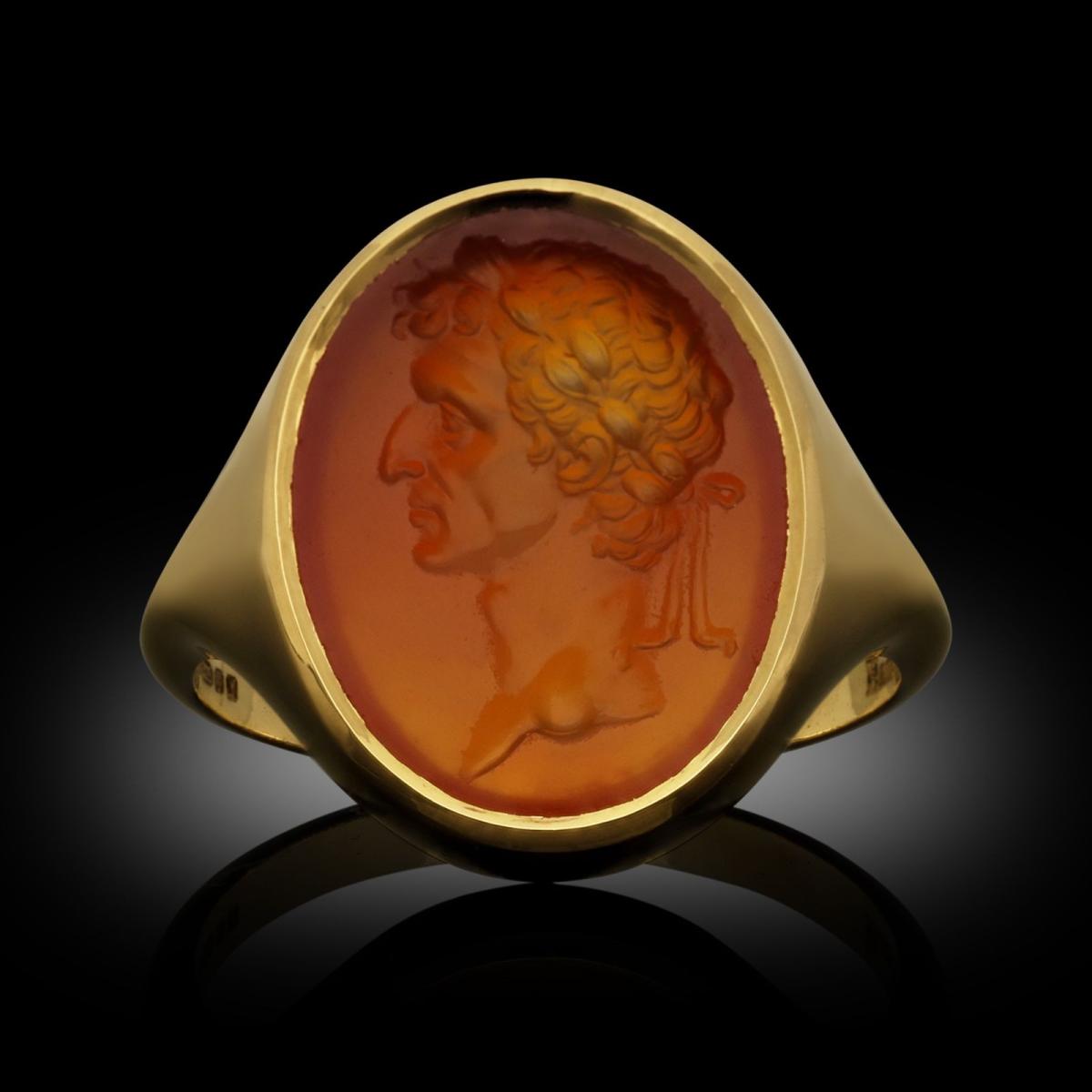 Hancocks Contemporary 22ct Gold Signet Ring Set With An Antique Carnelian Intaglio