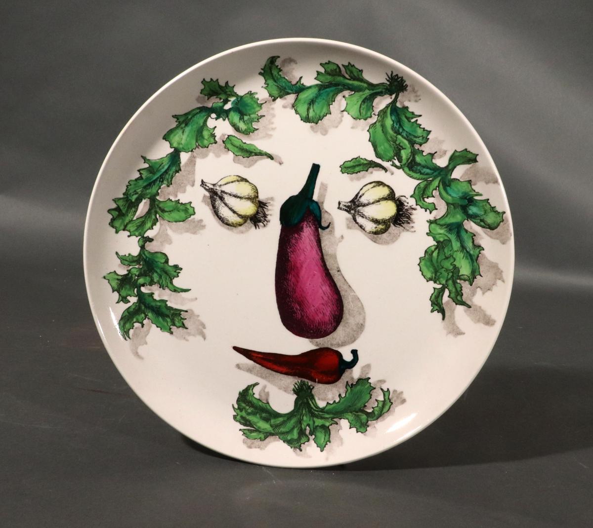 Piero Fornasetti Ceramic Arcimboldesca-Motif Vegetable Face Plates