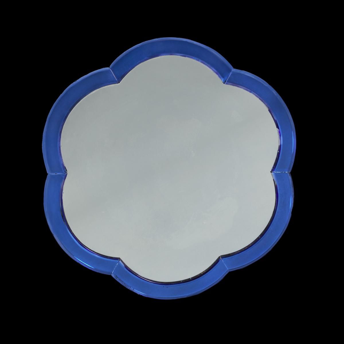 A Blue Art Deco Hexafoil Mirror