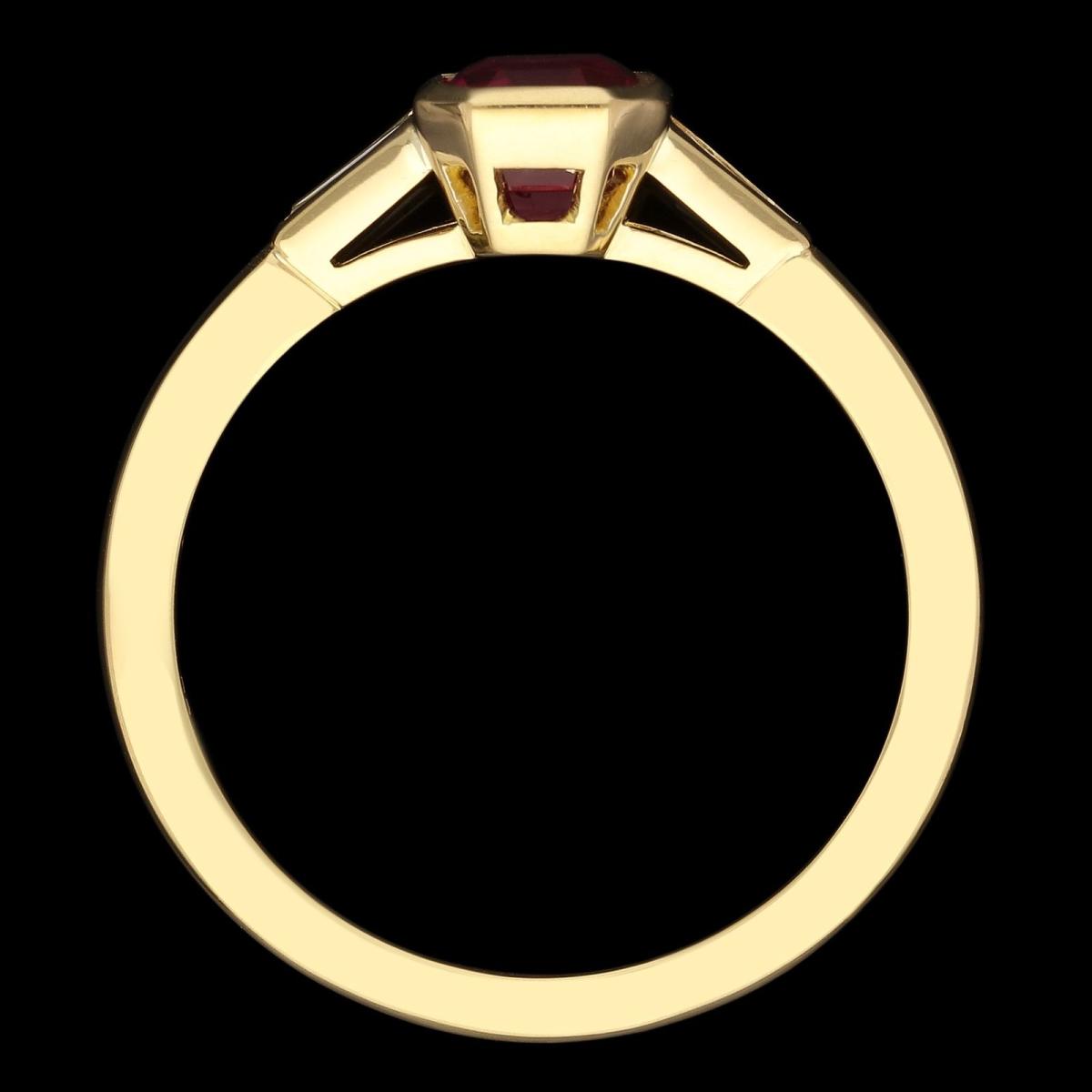 Hancocks 1.09ct Burmese Ruby Ring With Tapered Baguette Diamond Shoulders Contemporary