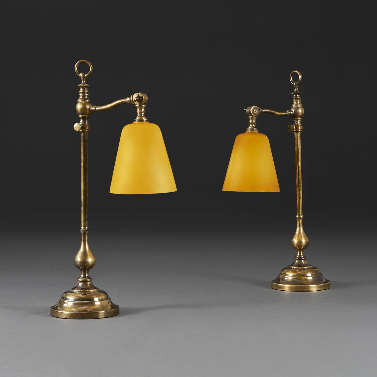 A Pair of Mid 19th Century Brass Student Lamps