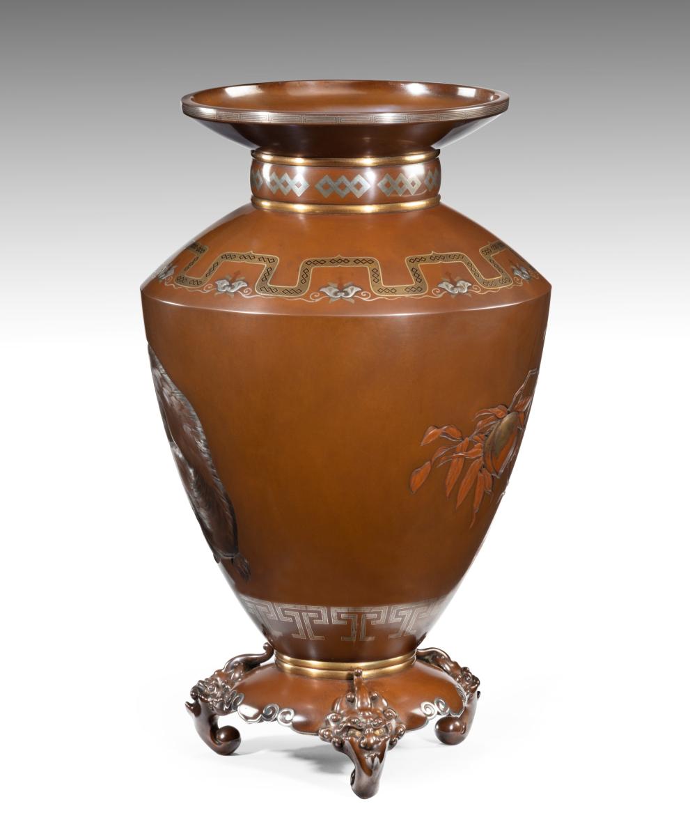 Large Japanese Bronze Monkey Vase – Hokugaku I