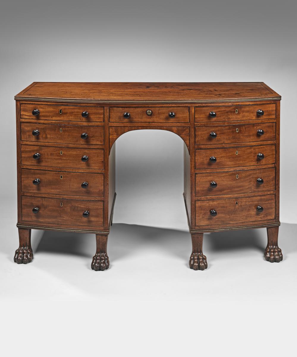Regency mahogany bowfronted desk