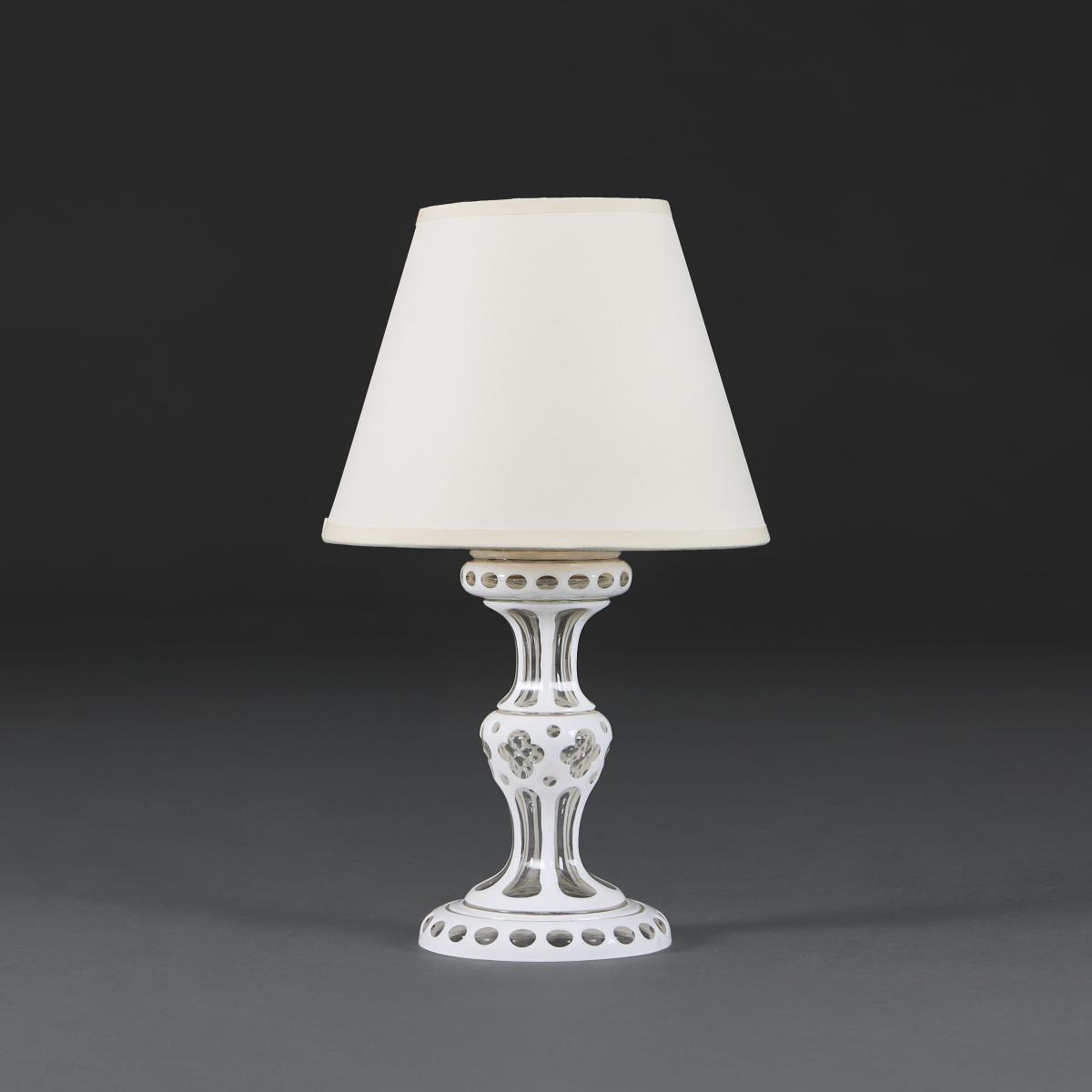 A 19th Century White Cut Glass Lamp