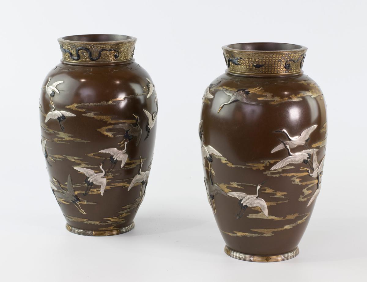 Fascinating Japanese Bronze and Mixed Metal Vases