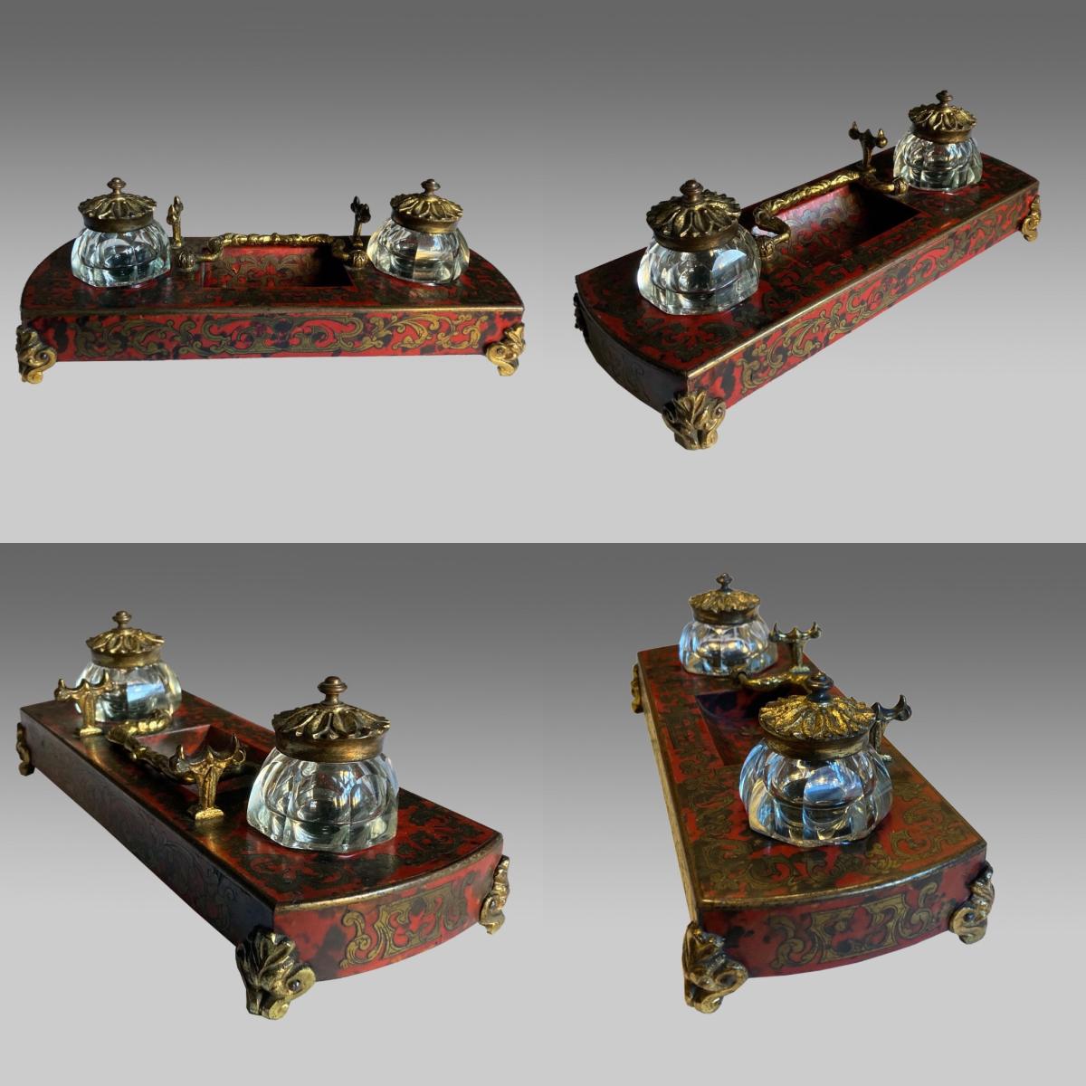  French 19th century boulle pen and ink stand