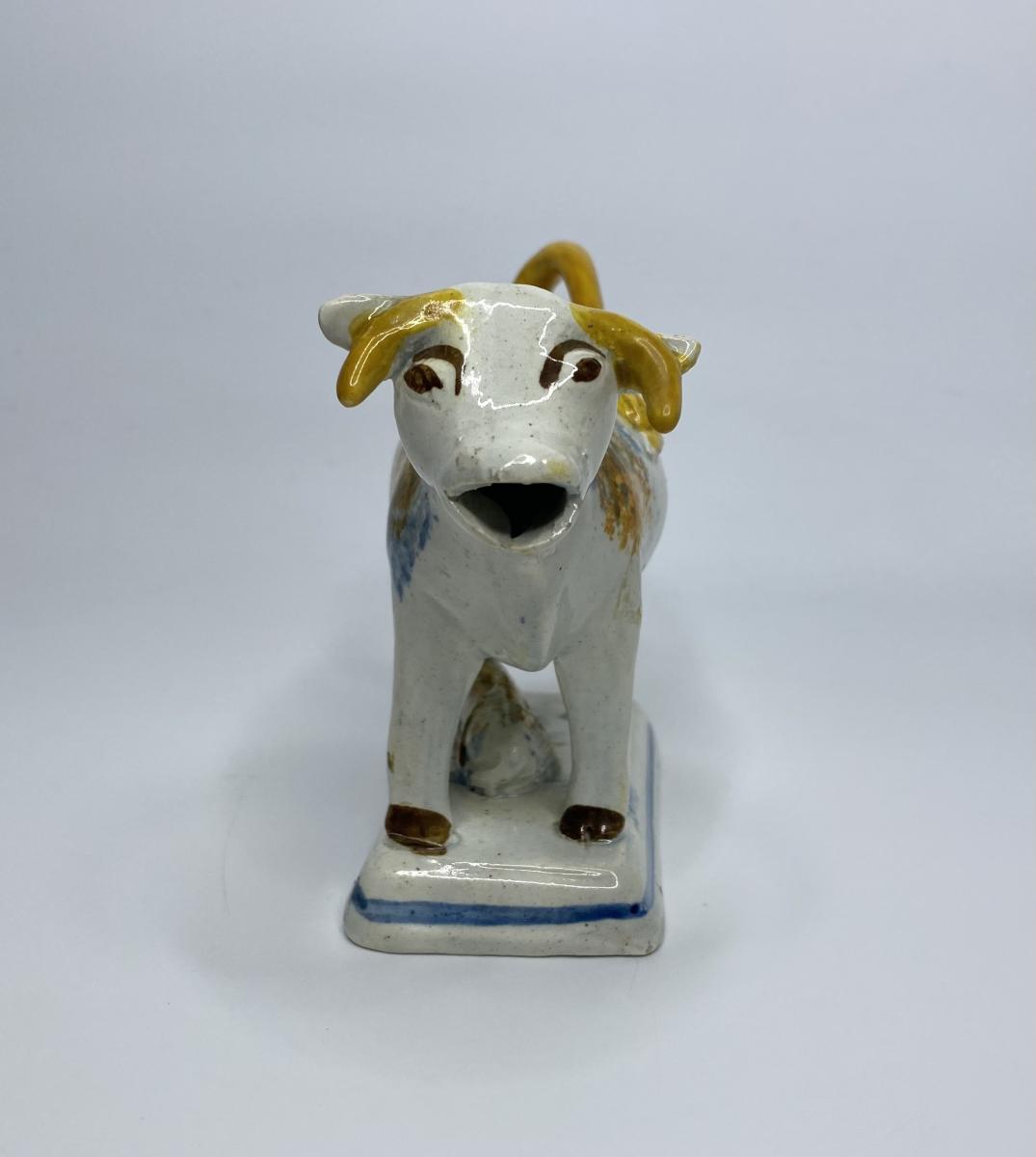 Prattware pottery cow creamer