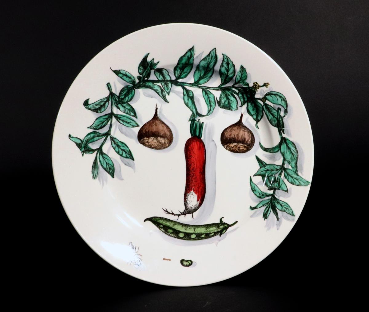 Piero Fornasetti Pottery Arcimboldesca-Motif Vegetable Face Plates