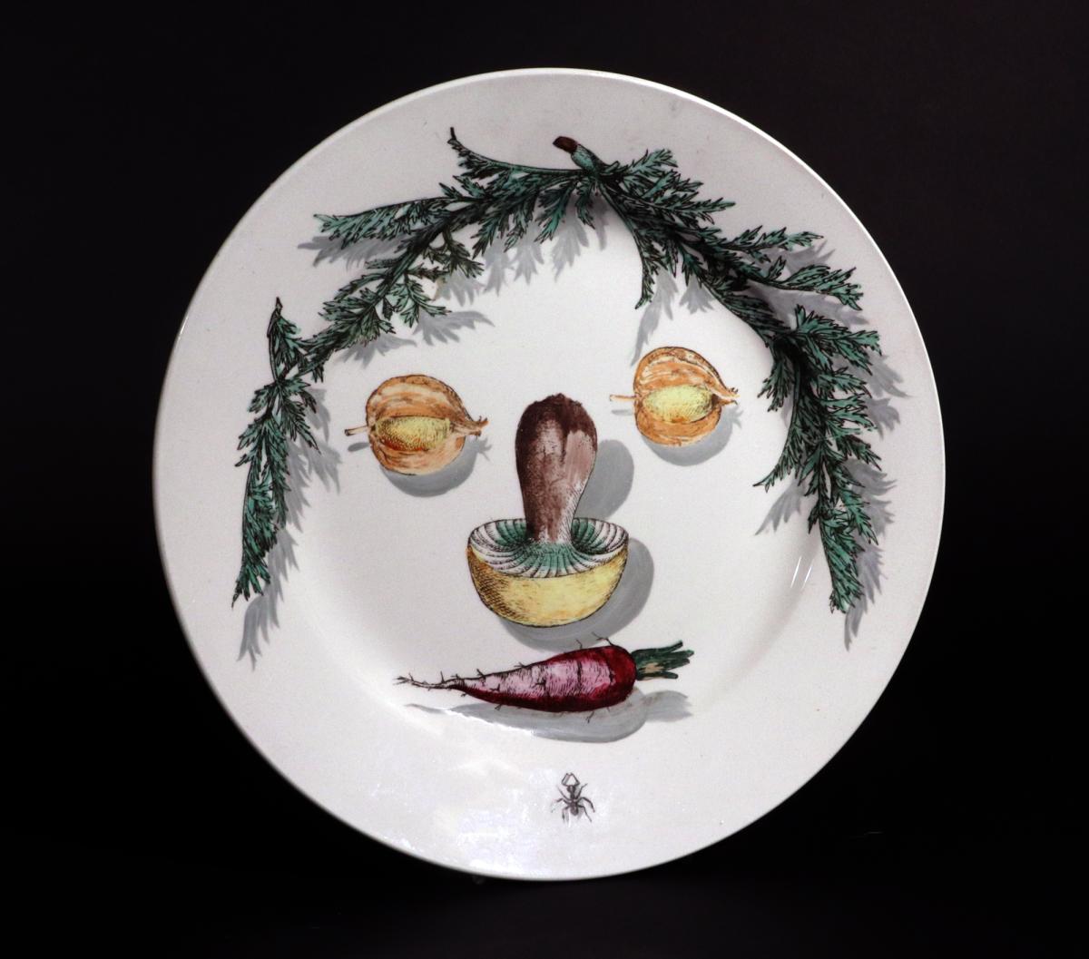Piero Fornasetti Pottery Arcimboldesca-Motif Vegetable Face Plates