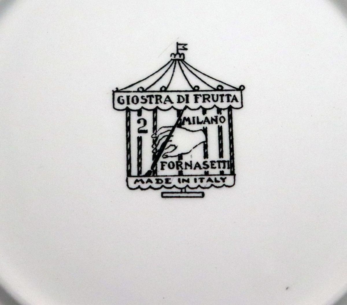 Piero Fornasetti Porcelain Plates, Giostra di Frutta, Set of Six, Numbered 1 through 6, 1955-65