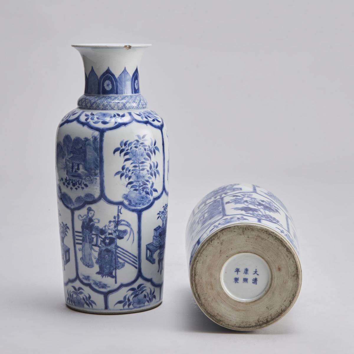 Nineteenth Century Chinese blue and white baluster form vases (Circa 1870)
