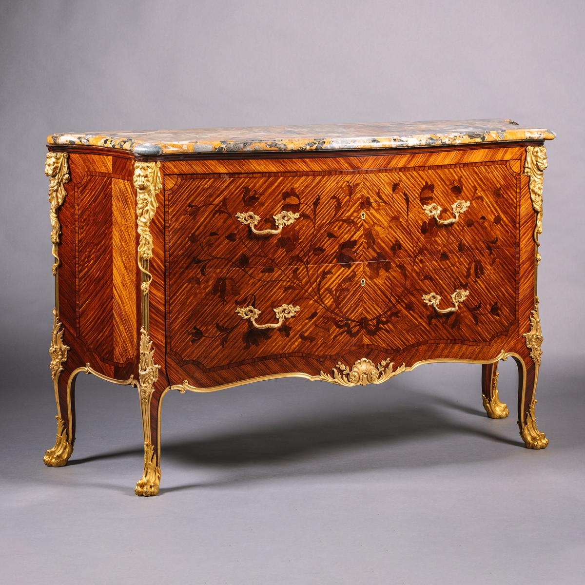 A Fine Gilt-Bronze Mounted Marquetry Commode, By Heinrich Pallenberg