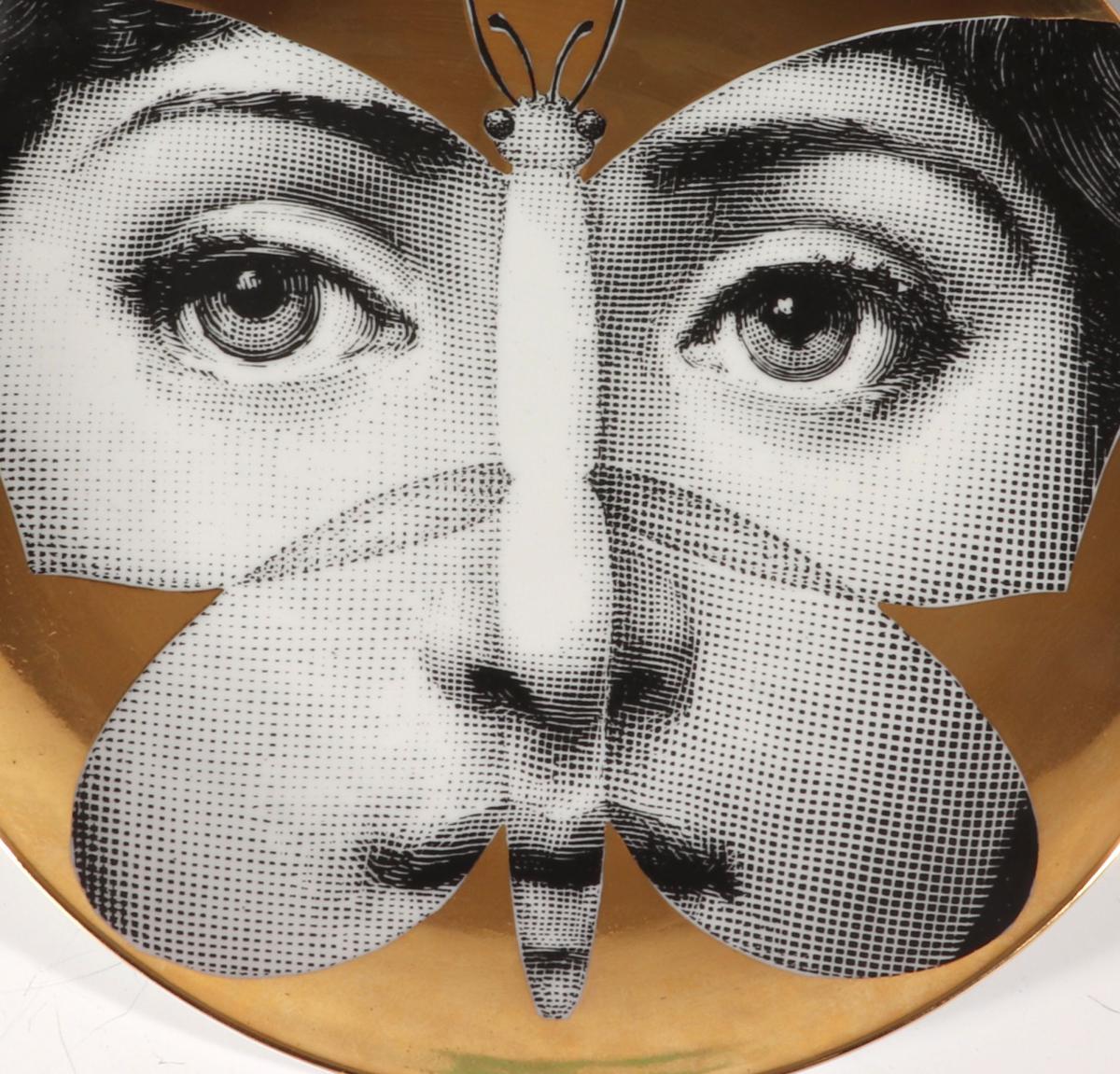 Fornasetti Themes & Variations Gold Plate, Butterfly, Tema E Variazioni, Pattern Number 96, Barnaba Fornasetti.