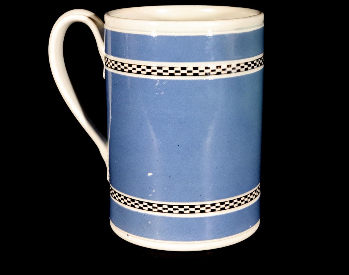 English Blue Slip Pottery Mocha Mug Late 18th Century