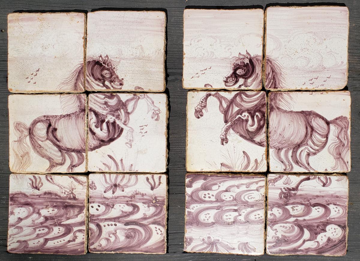 18th Century Dutch Delft Manganese Tiles