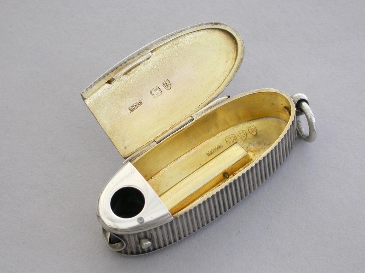 Victorian Silver Combined Vesta Case and Cigar Cutter