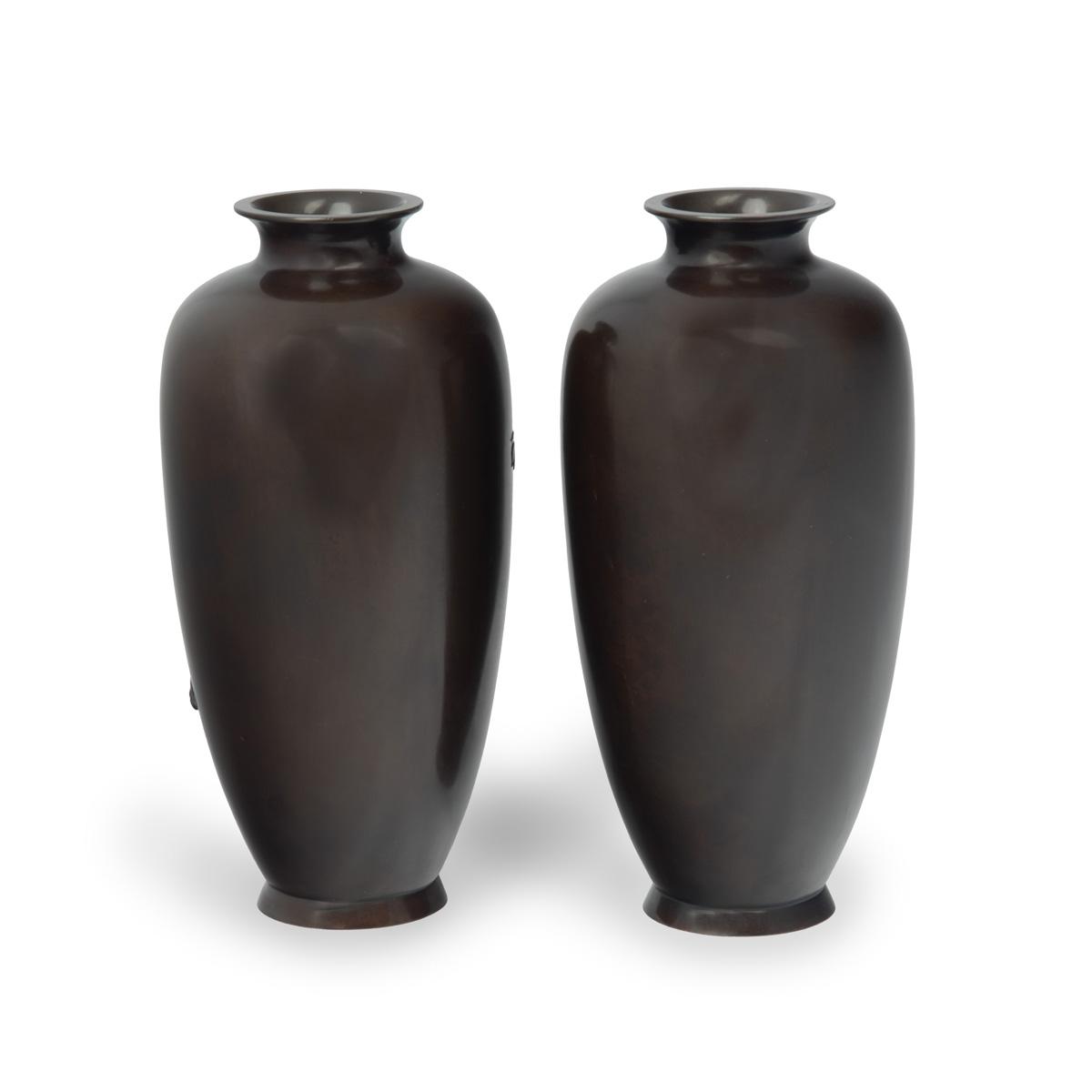Meiji period bronze vases