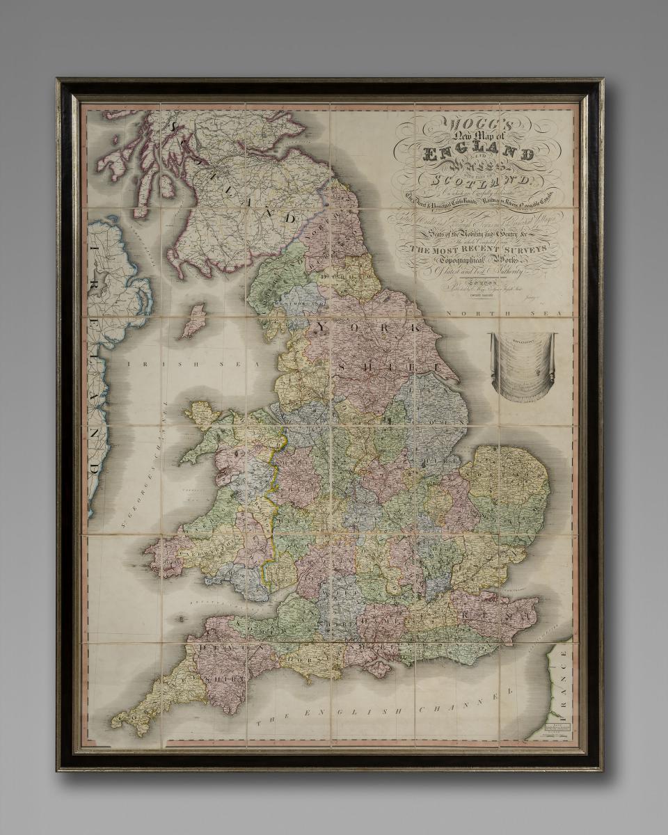 Large 19th century map of England and Wales by Edward Mogg