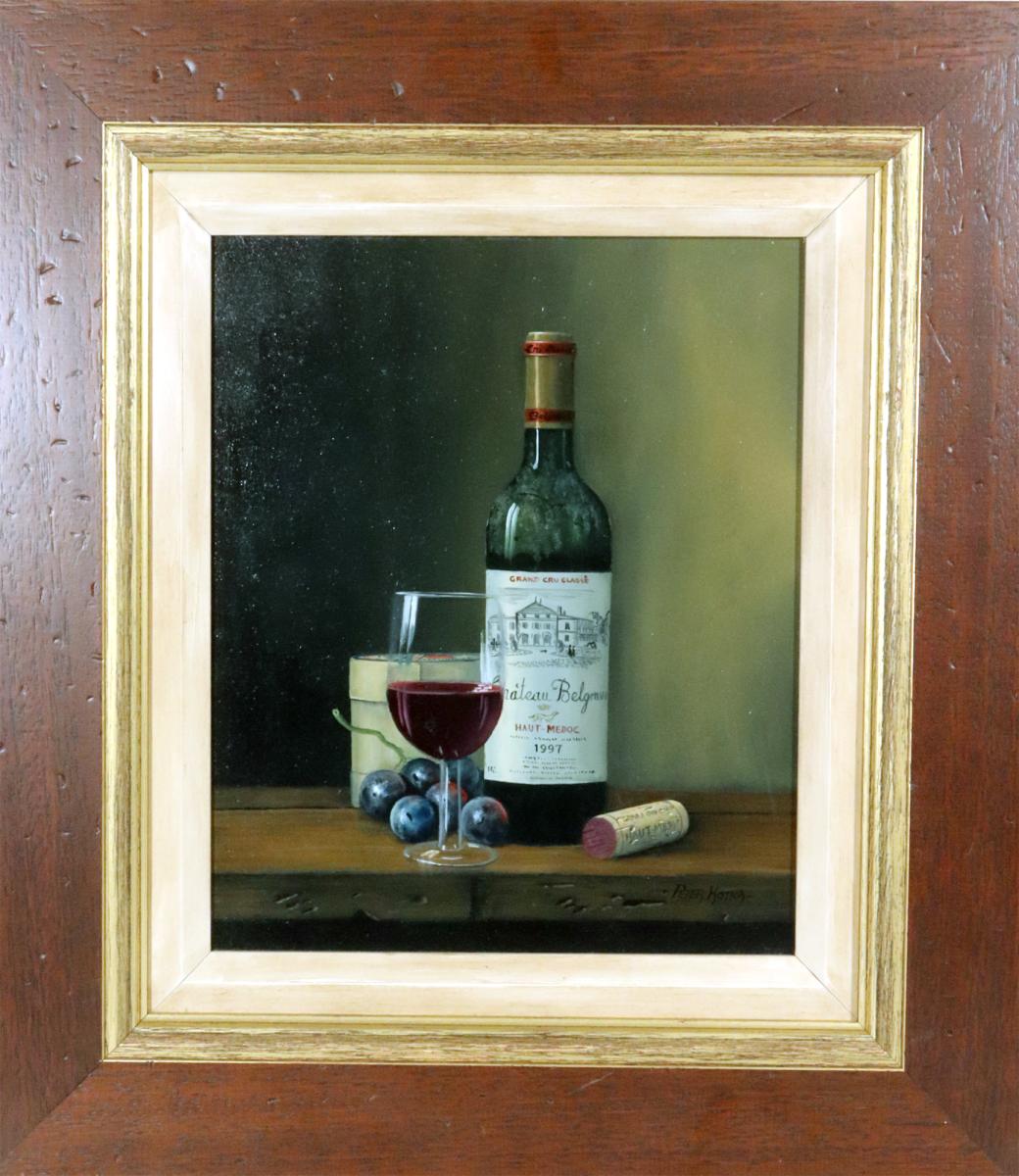 Peter A. Kotka, Stiil Life with Bottle of 1997 Chateau Belgrave Grand Cru Classe, Glass & Cheese